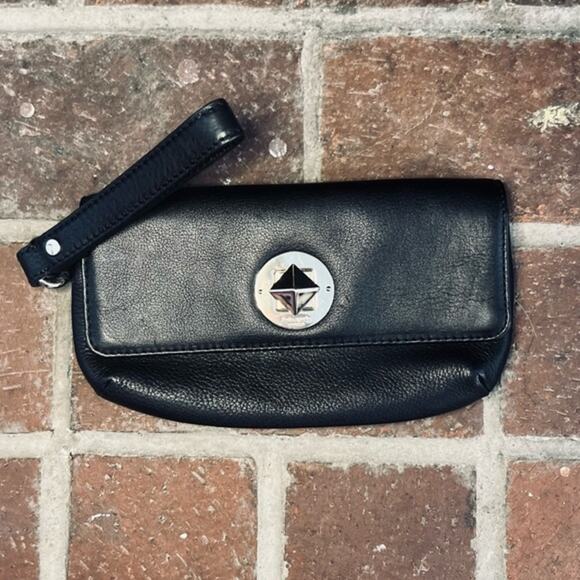 Kate Spade Black Leather Wristlet - Picture 1 of 7